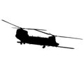 CH-47 Chinook twin-engine transport helicopter with tandem rotor arrangement. Ch 47 Chinook heavy lift helicopter silhouette Royalty Free Stock Photo