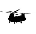 CH-47 Chinook twin-engine transport helicopter with tandem rotor arrangement. Ch 47 Chinook heavy lift helicopter silhouette Royalty Free Stock Photo
