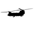 CH-47 Chinook twin-engine transport helicopter with tandem rotor arrangement. Ch 47 Chinook heavy lift helicopter silhouette