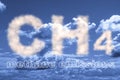 CH4 gas methane emissions are the second-largest cause of global warming after carbon dioxide - concept against a cloudy sky