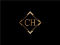 CH Initial diamond shape Gold color later Logo Design