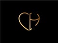 CH initial heart shape Gold colored logo