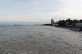 Cha-am beach at dusk during the high tide