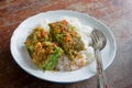 Cha-OM-plated egg with shrimp paste chili sauce, Thai Cuisine Royalty Free Stock Photo