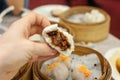 Cha Siu Bao barbequed pork bun at Hong Kong dim sum restaurant Royalty Free Stock Photo