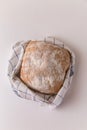 Chabata bread fresh on towel on white background Royalty Free Stock Photo