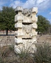 `Chac`, a limestone sculpture by artist Sandy Stein in the City of Allen, Texas.