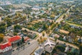 Chachersk, Gomel Region, Belarus. Aerial View Of Skyline Cityscape. Aircraft It Is Mounted On Chassis On One Of Squares