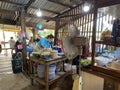 Local duck noodle shop. Chef, cook is cooking noodles