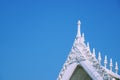 Chachoengseo, Thailand-February 3, 2019: White Buddhist temple roof