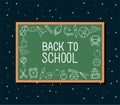 Chack icon set of back to school on green board vector design