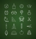 Chack icon set of back to school on green board vector design Royalty Free Stock Photo