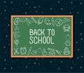 Chack icon set of back to school on green board vector design Royalty Free Stock Photo