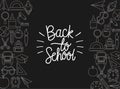 Chack icon set of black to school on green board vector design