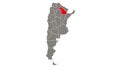 Chaco blinking red highlighted in map of Argentina