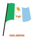 Chaco Flag Waving Vector Illustration on White Background. Flag of Argentina Provinces. Royalty Free Stock Photo