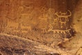 Chacoan Petroglyps on Canyon Wall at Una Vida Ruins, Chaco Culture National Historical Park, New Mexico