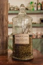 CHACRAS DE CORIA, ARGENTINA - AUG 1, 2015: Bottle of Artemisia absinthium extract absinth at A la Antigua shop in Royalty Free Stock Photo