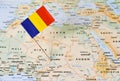 Chad flag pin on map Royalty Free Stock Photo