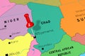 Chad, N`Djamena - capital city, pinned on political map