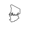 Chad outline map with the handwritten country name. Continuous line drawing of patriotic home sign Royalty Free Stock Photo