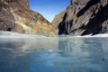 Chadar trek and frozen river Royalty Free Stock Photo