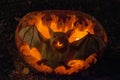 CHADDS FORD, PA - OCTOBER 26: Bat Pumpkin at The Great Pumpkin Carve carving contest on October 26, 2013