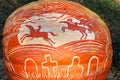 CHADDS FORD, PA - OCTOBER 26: Headless Horseman Pumpkin at The Great Pumpkin Carve carving contest on October 26, 2013