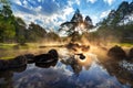 Chae Son Hot Spring National Park at sunrise in Lampang province, Thailand