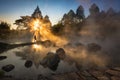 Chaeson National Park,Lampang,Thailand,The heat from the hot spring providing a misty and picturesque scene which is particular Royalty Free Stock Photo