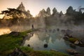 Chaeson National Park,Lampang,Thailand,The heat from the hot spring providing a misty and picturesque scene which is particular Royalty Free Stock Photo