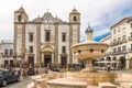 Chafariz fountain with Saint Anton church at the square Giraldo in Evora - Portugal