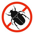 Chafer with red ban sign. STOP chafer beetle sign