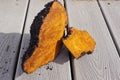 Chaga Mushroom Chunks drying on the porch Royalty Free Stock Photo