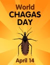 Chagas Day, April 14, Kissing Bug, Gold Ray Background Royalty Free Stock Photo