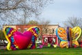 Inflatable butterfly display in Chagrin Falls Ohio Royalty Free Stock Photo