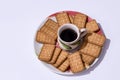 Chai biscuit in the plate on white background