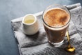 Chai latte in glass with milk