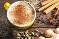 Chai Latte Tea Cup Ingredients Royalty Free Stock Photo