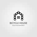 Chain bicycle house bike logo vector illustration design