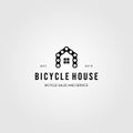 Chain bicycle house bike logo vintage vector illustration design