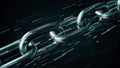 Metal chain with many binary numbers. Blockchain technology conceptual 3D rendering Royalty Free Stock Photo