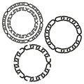 Chain border frames. Interlocked circle set. Connection symbol Vector. Graphic element collection. Royalty Free Stock Photo