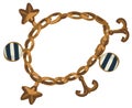 Chain bracelet of gold with nautical elements