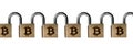 Chain of brass padlocks to illustrate blockchain