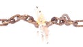 Chain break breaking fire and flames rusty isolated - 3d rendering