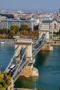 Chain Bridge across the Danube in Budapest, Hungary, Europe Royalty Free Stock Photo