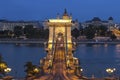 Chain Bridge across the Danube in Budapest Royalty Free Stock Photo