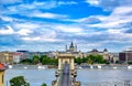 Chain Bridge across the Danube River in Budapest, Hungary Royalty Free Stock Photo