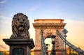 Chain Bridge across the Danube River in Budapest, Hungary Royalty Free Stock Photo